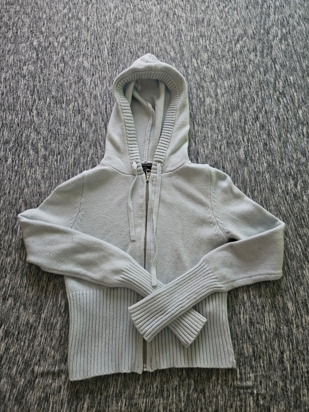 Light Blue Hooded Zip Sweater